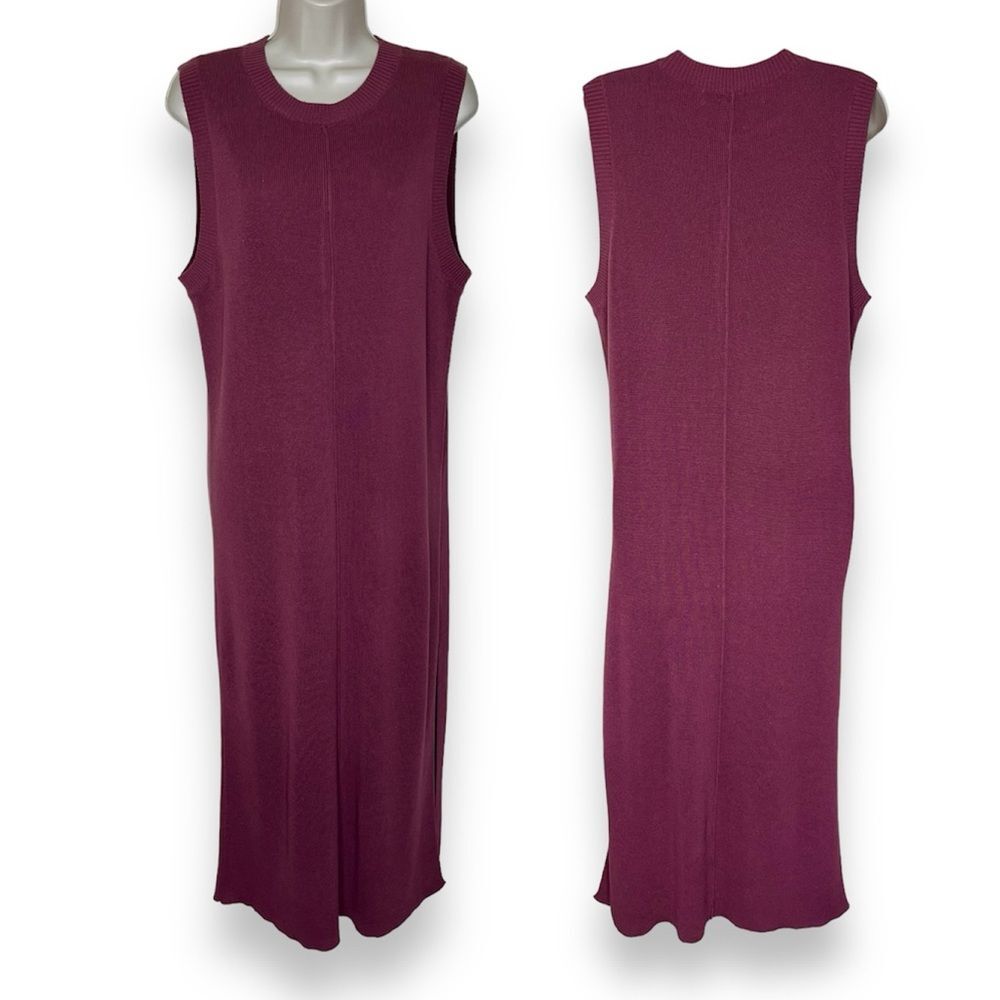 Free People Beach Mauve Sleeveless Sweater Knit Midi Dress Side Slit Women XS